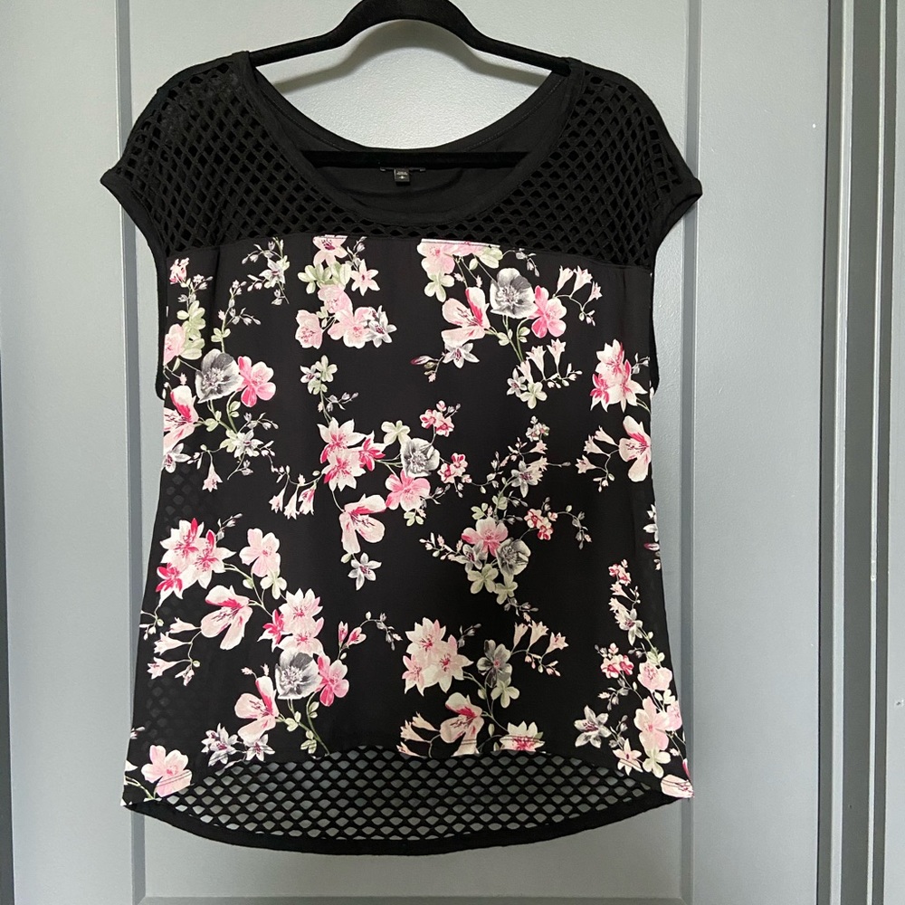 Express Floral mesh dress shirt